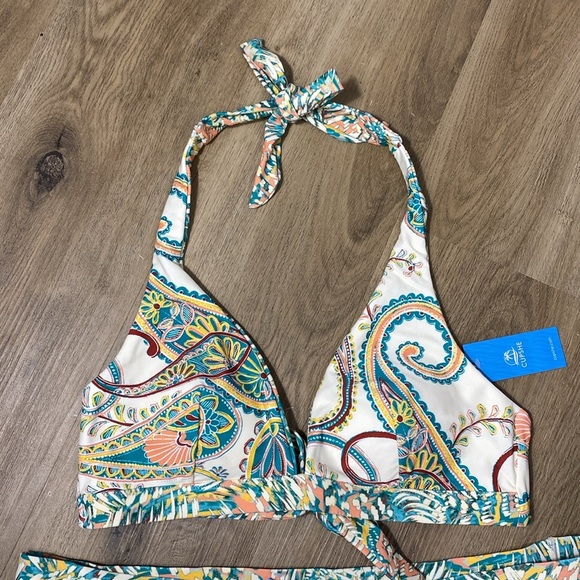 NWT CupShe Paisley Print Reversible Halter Bikini L/XL - Picture 8 of 13